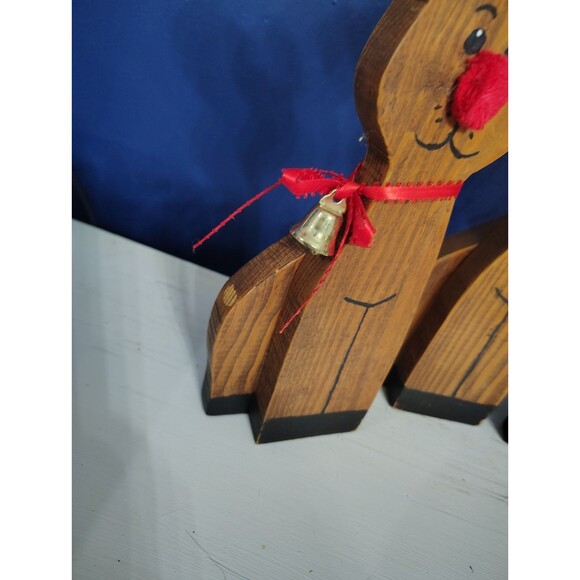 11” REINDEER Wooden SHELF Sitter Christmas Set Of 5 Handmade - Picture 5 of 8